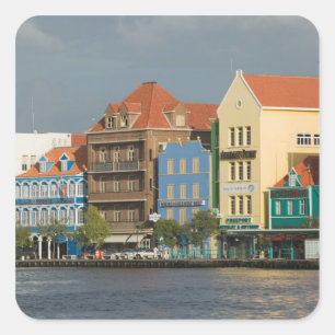 Pegatina Cuadrada Islas ABC, CURAZAO, Willemstad: frente al puerto 2