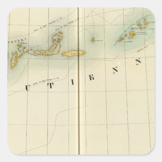 Pegatina Cuadrada Islas Aleutianas 39 (Anverso)