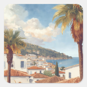 Pegatina Cuadrada Islas Baleares Viaje Francés Vintage