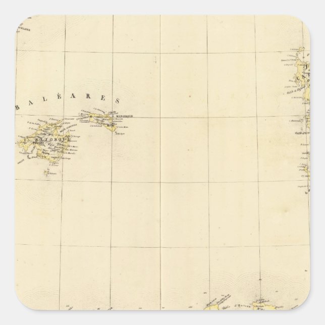 Pegatina Cuadrada Islas Baleares y Cerdeña Europa 25 (Anverso)