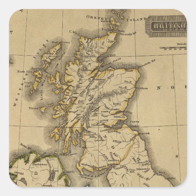 Pegatina Cuadrada Islas Británicas 2 (Anverso)