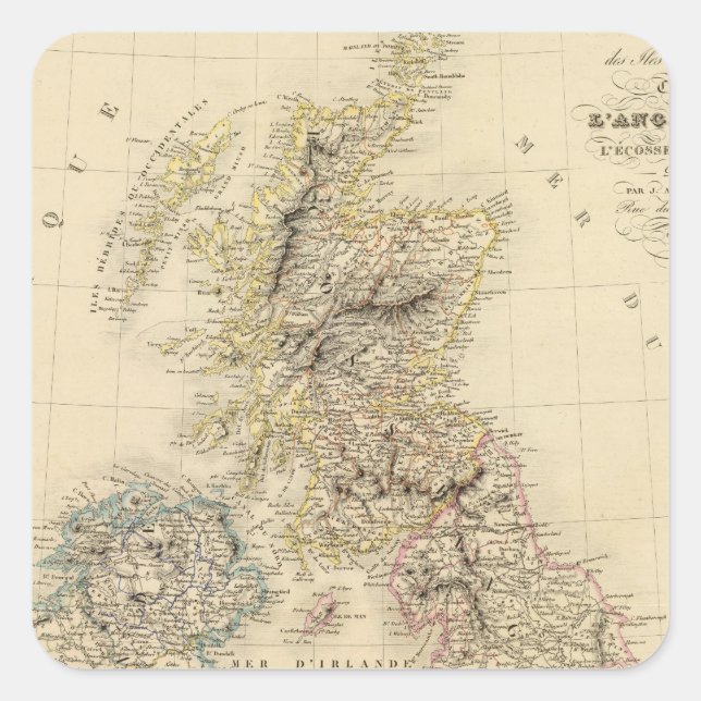 Pegatina Cuadrada Islas Británicas 2 (Anverso)