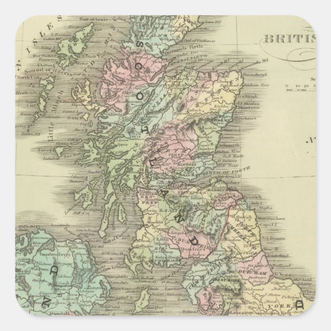 Pegatina Cuadrada Islas Británicas 3 (Anverso)
