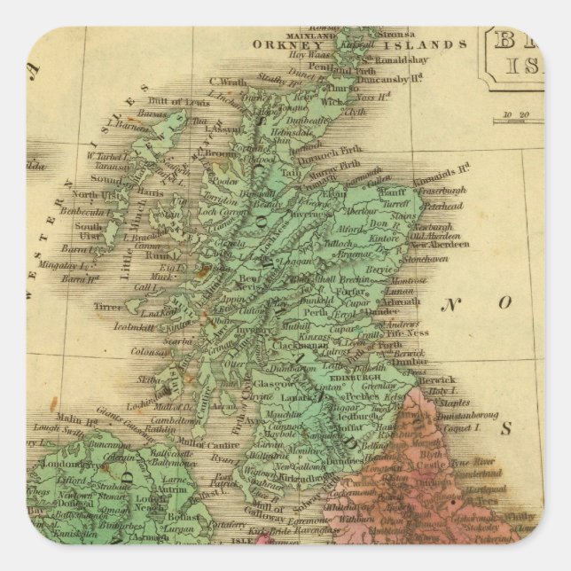 Pegatina Cuadrada Islas Británicas 4 (Anverso)
