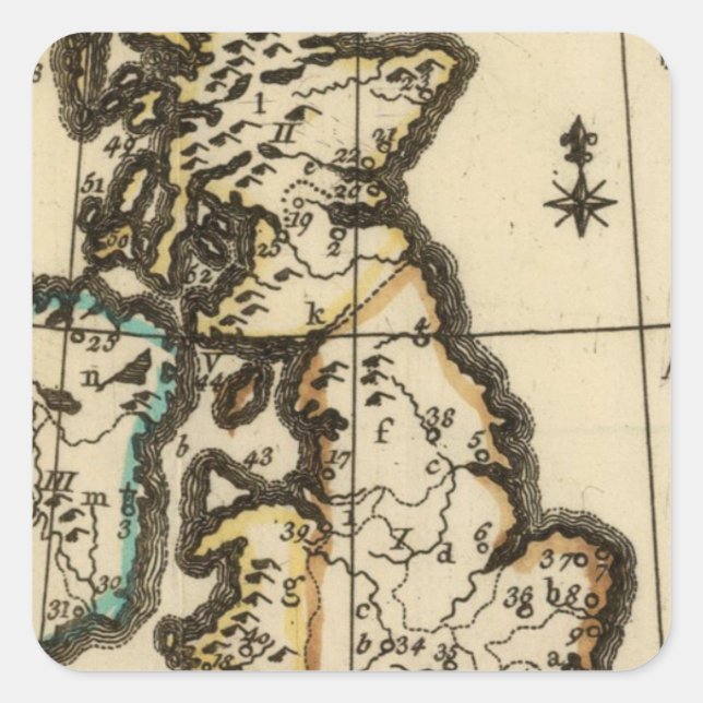 Pegatina Cuadrada Islas Británicas 7 (Anverso)