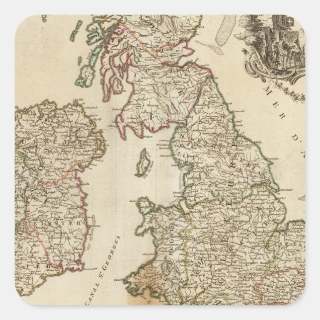 Pegatina Cuadrada Islas Británicas 9 (Anverso)