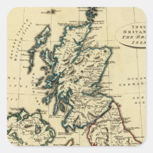 Pegatina Cuadrada Islas británicas con los límites resumidos