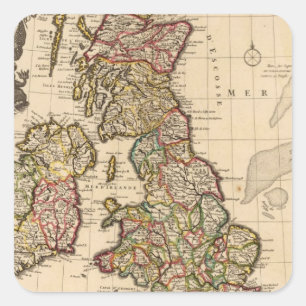 Pegatina Cuadrada Islas Británicas, Inglaterra, Irlanda