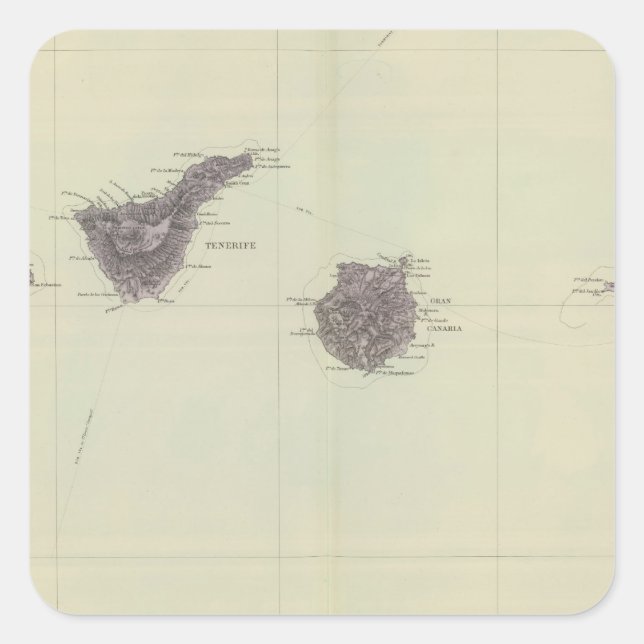 Pegatina Cuadrada Islas Canarias (Anverso)