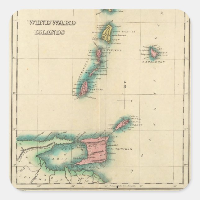 Pegatina Cuadrada Islas de Barlovento (Anverso)