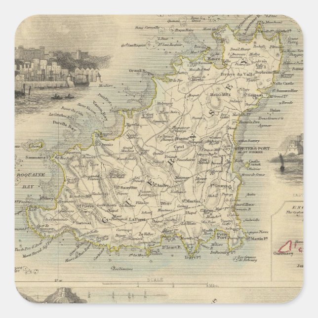 Pegatina Cuadrada Islas del Canal (Anverso)