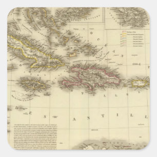 Pegatina Cuadrada Islas del Caribe e Indias Occidentales