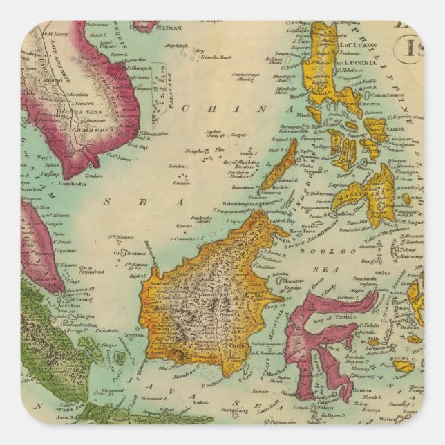 Pegatina Cuadrada Islas del Este de India (Anverso)