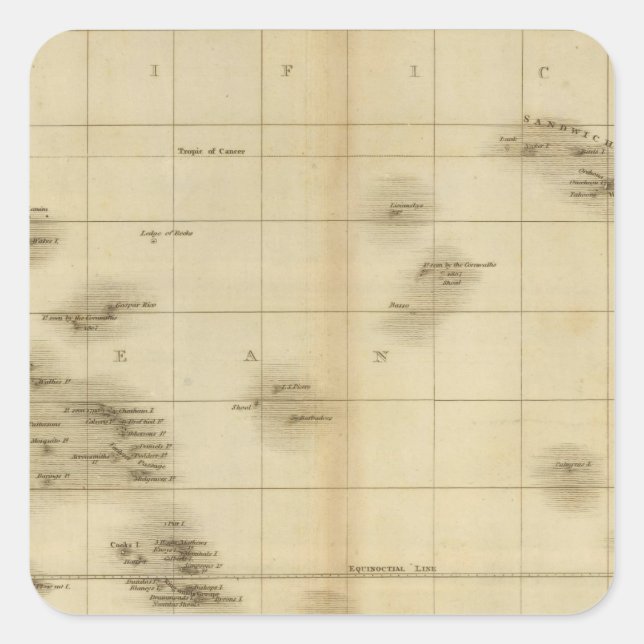 Pegatina Cuadrada Islas del Océano Pacífico (Anverso)