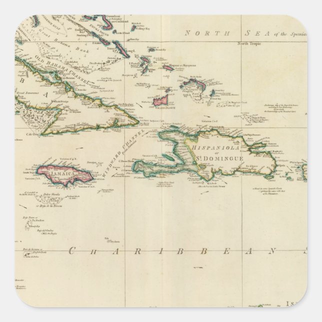 Pegatina Cuadrada Islas del oeste de India 2 (Anverso)