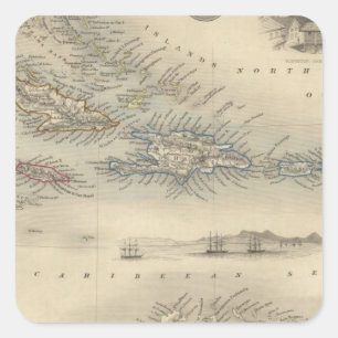 Pegatina Cuadrada Islas del oeste de la India 3