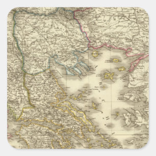 Pegatina Cuadrada Islas griegas modernas, Albania, Macedonia