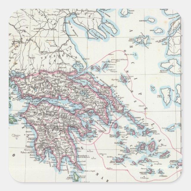 Pegatina Cuadrada Islas Jónicas, Grecia (Anverso)