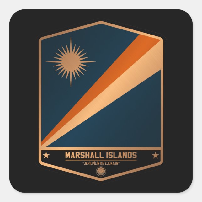 Pegatina Cuadrada Islas Marshall (Anverso)