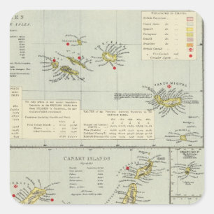 Pegatina Cuadrada Islas, Océano Atlántico