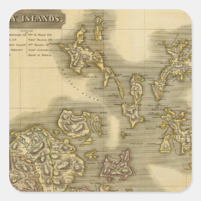 Pegatina Cuadrada Islas Orkney (Anverso)