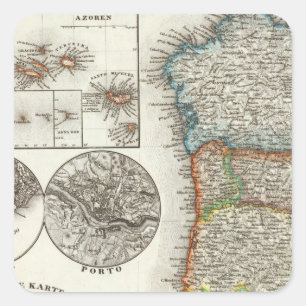 Pegatina Cuadrada Islas Portugal y Cabo Verde