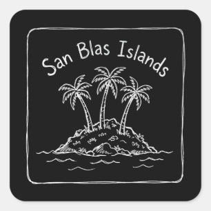 Pegatina Cuadrada Islas San Blas Isla del Doodle de Palma