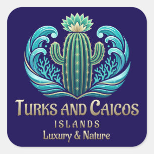 Pegatina Cuadrada Islas Turcas y Caicos