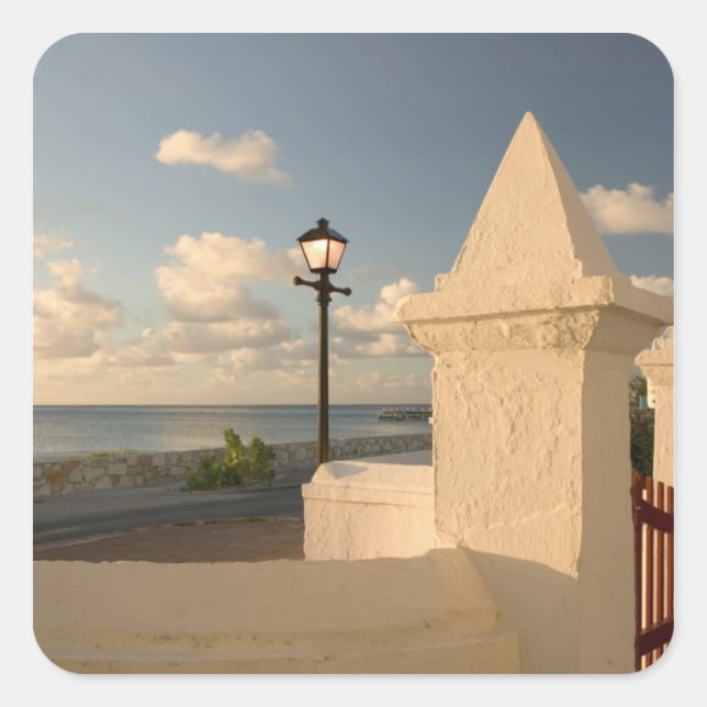 Pegatina Cuadrada Islas Turcas y Caicos, Isla Gran Turca, Cockburn (Anverso)