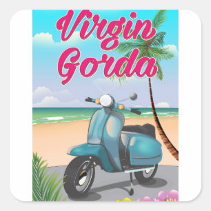Pegatina Cuadrada Islas Vírgenes Británicas Virgin Gorda