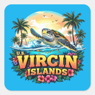 Pegatina Cuadrada Islas Vírgenes de los Estados Unidos Caribe