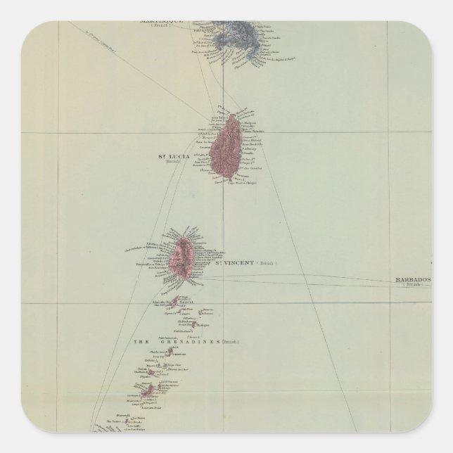 Pegatina Cuadrada Islas Windward 2 (Anverso)