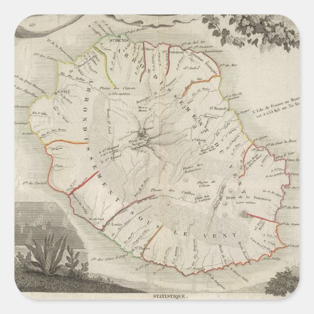 Pegatina Cuadrada Isle De La Reunión (Anverso)