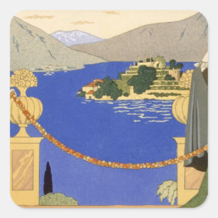 Pegatina Cuadrada Isola Bella, vestidos de noche diseñó por Redfern,