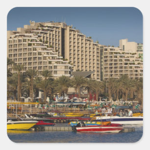 Pegatina Cuadrada Israel, el Negev, Eilat, frente al mar Rojo