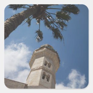 Pegatina Cuadrada Israel, Ribera Occidental, Belén, Mezquita de Oma