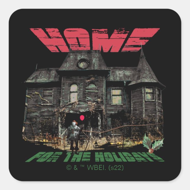 Pegatina Cuadrada IT | Pennywise - Home for Holidays (Anverso)
