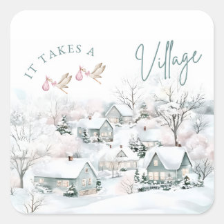 Pegatina Cuadrada it takes a village stickers