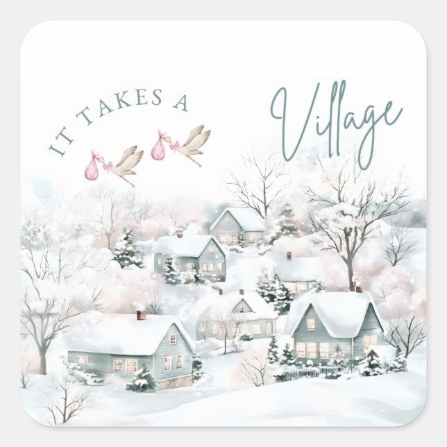 Pegatina Cuadrada it takes a village stickers (Anverso)