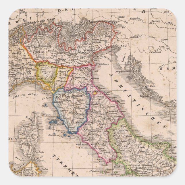 Pegatina Cuadrada Italia 10 (Anverso)