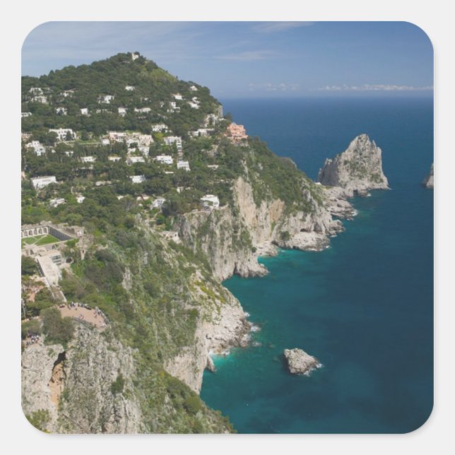 Pegatina Cuadrada ITALIA, Campania, (Bahía de Nápoles), CAPRI: (Anverso)