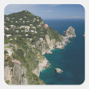 Pegatina Cuadrada ITALIA, Campania, (Bahía de Nápoles), CAPRI: