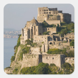 Pegatina Cuadrada ITALIA, Campania, Bahía de Nápoles), ISCHIA,