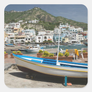 Pegatina Cuadrada ITALIA, Campania, (Bahía de Nápoles), ISCHIA,