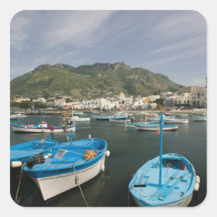 Pegatina Cuadrada ITALIA, Campania, (Bahía de Nápoles), ISCHIA, FORI