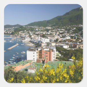 Pegatina Cuadrada ITALIA, Campania, (Bahía de Nápoles), ISCHIA, LACC