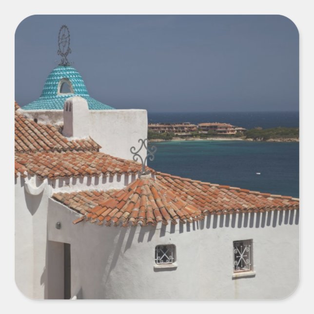Pegatina Cuadrada Italia, Cerdeña, Porto Cervo. Chiesa di Stella (Anverso)
