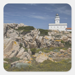 Pegatina Cuadrada Italia, Cerdeña, Santa Teresa Gallura. Cabo