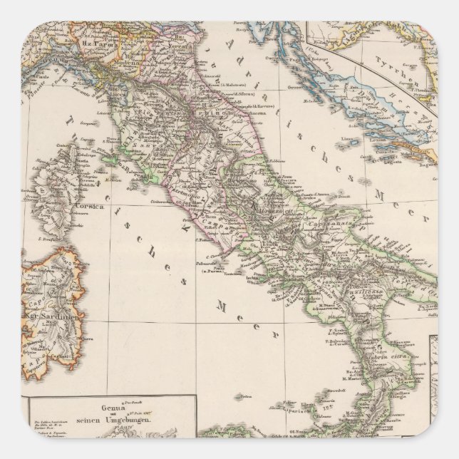 Pegatina Cuadrada Italia de 1450 a 1792 (Anverso)