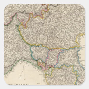 Pegatina Cuadrada Italia del norte con Cerdeña